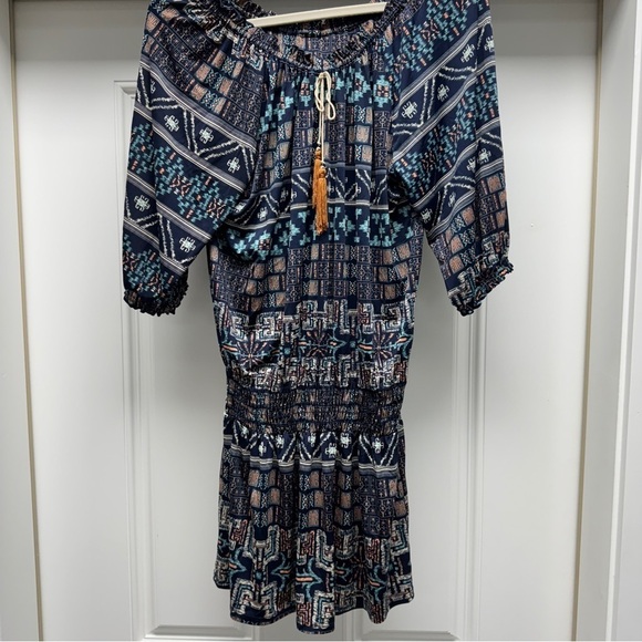 MISA Revolve Poppy Navy Aztec Off the Shoulder Dress - Picture 7 of 13